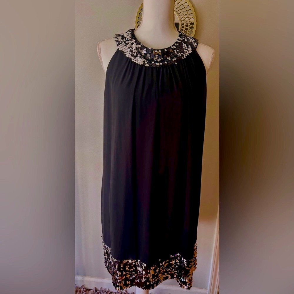 Black Sequined Pleated Mini Dress for Cocktail Nights